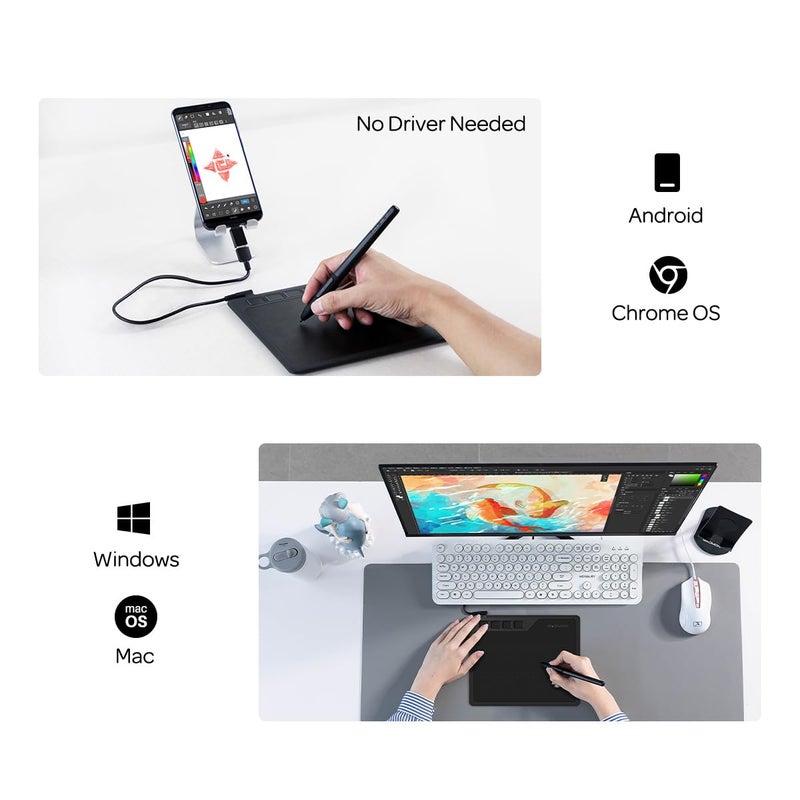 GAOMON S620 Drawing Tablet 6.5 x 4 Inch Graphics Tablet with 8192 Passive Pen 4 Customizable ExpressKeys for Digital Art, Painting, OSU Playing, Compatible with Windows PC, Mac - Image 4